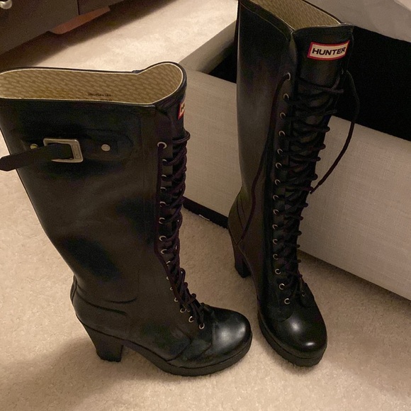 Hunter Lapin Boots Knee-High Lace-Up - Picture 11 of 14